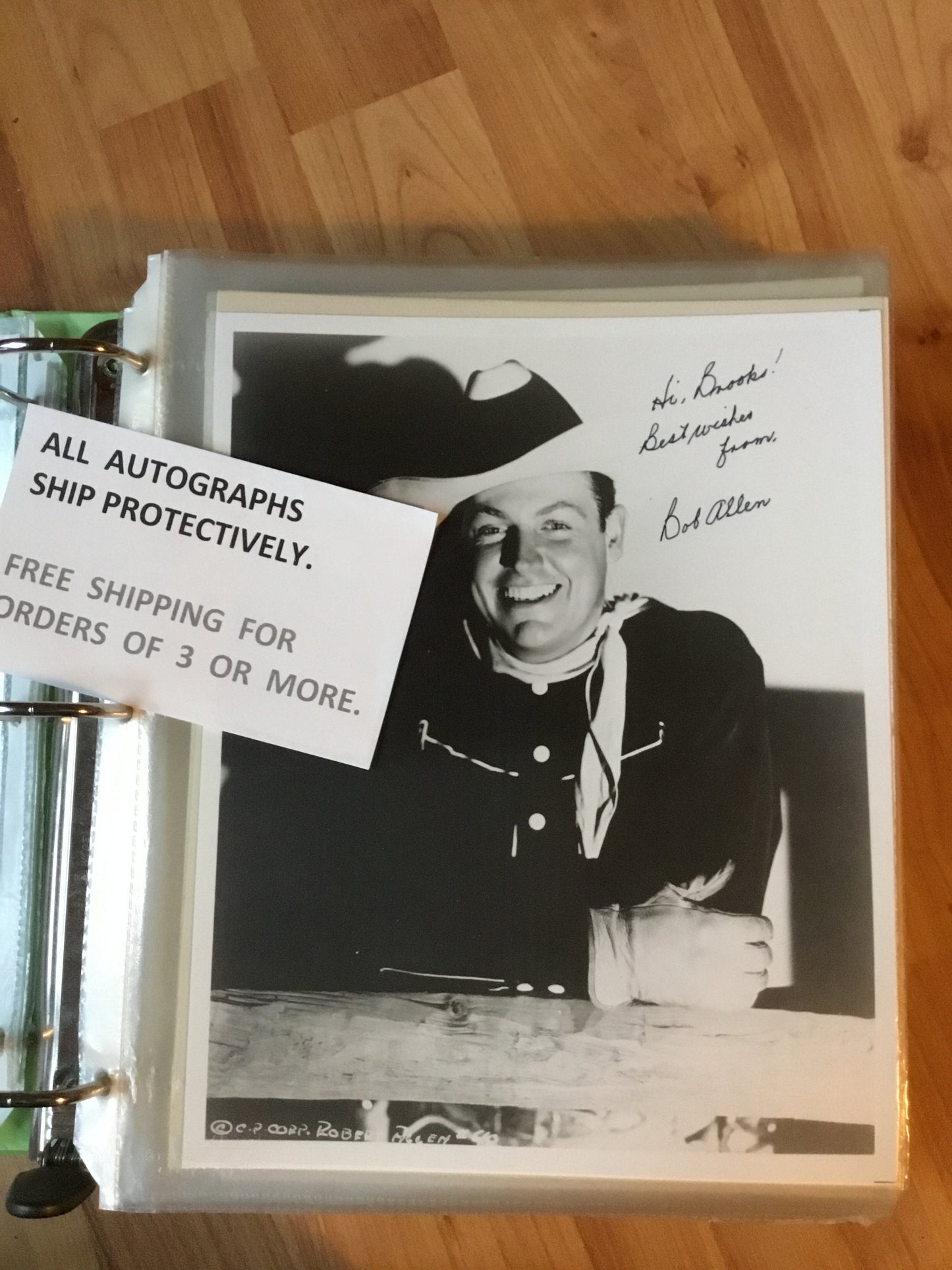 Bob Allen cowboy star autograph