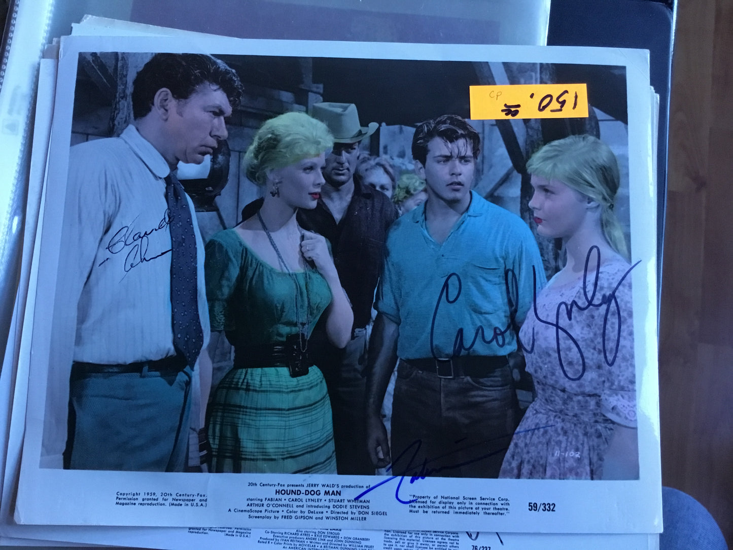Carol Lynley, Fabian, Claude Atkins, HOUND DOG MAN, autographs