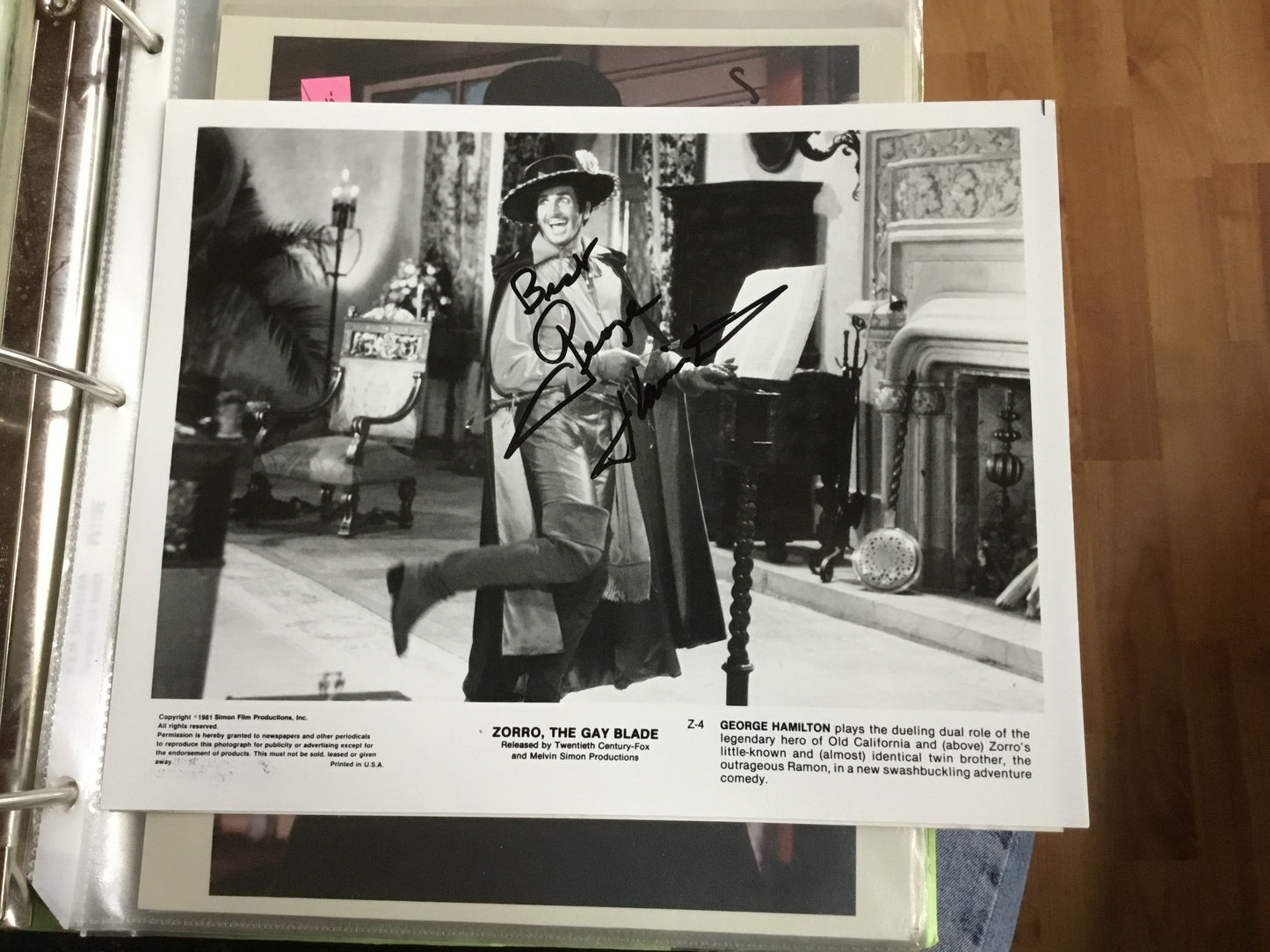 ZORRO, THE GAY BLADE, George Hamilton, autograph