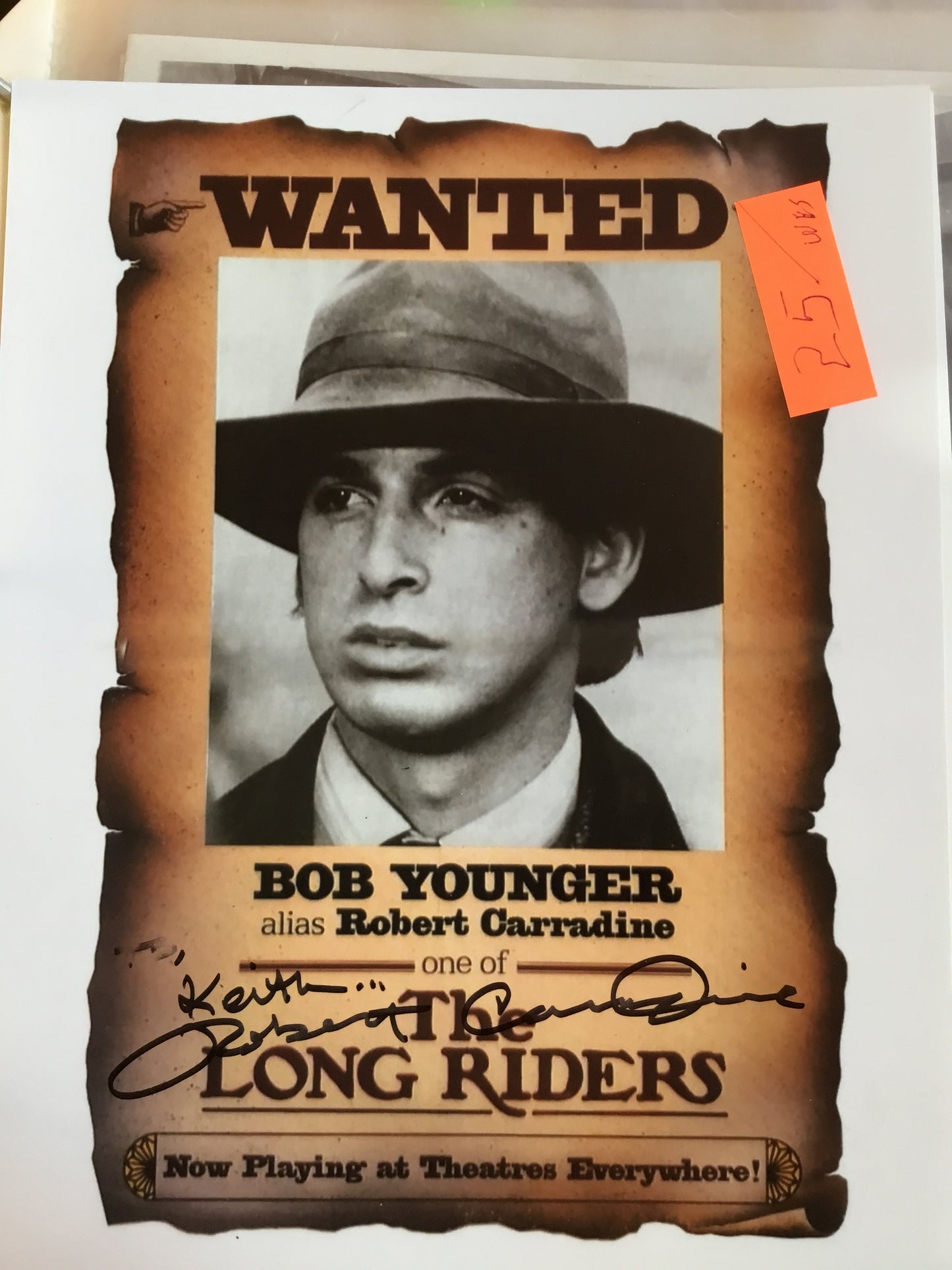 Robert Carradine, THE LONG RIDERS, autograph
