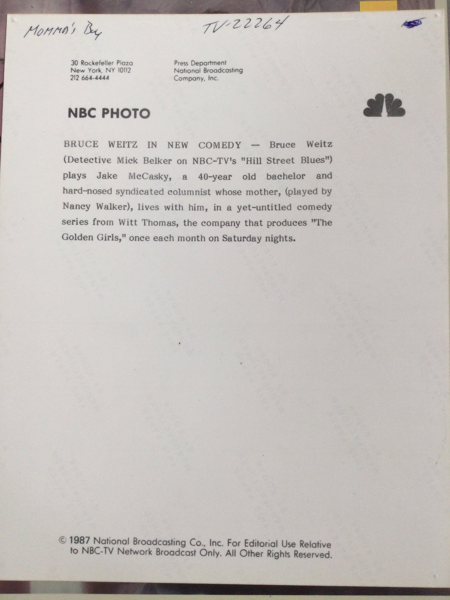 BRUCE WEITZ, Hill Street Blues, autograph
