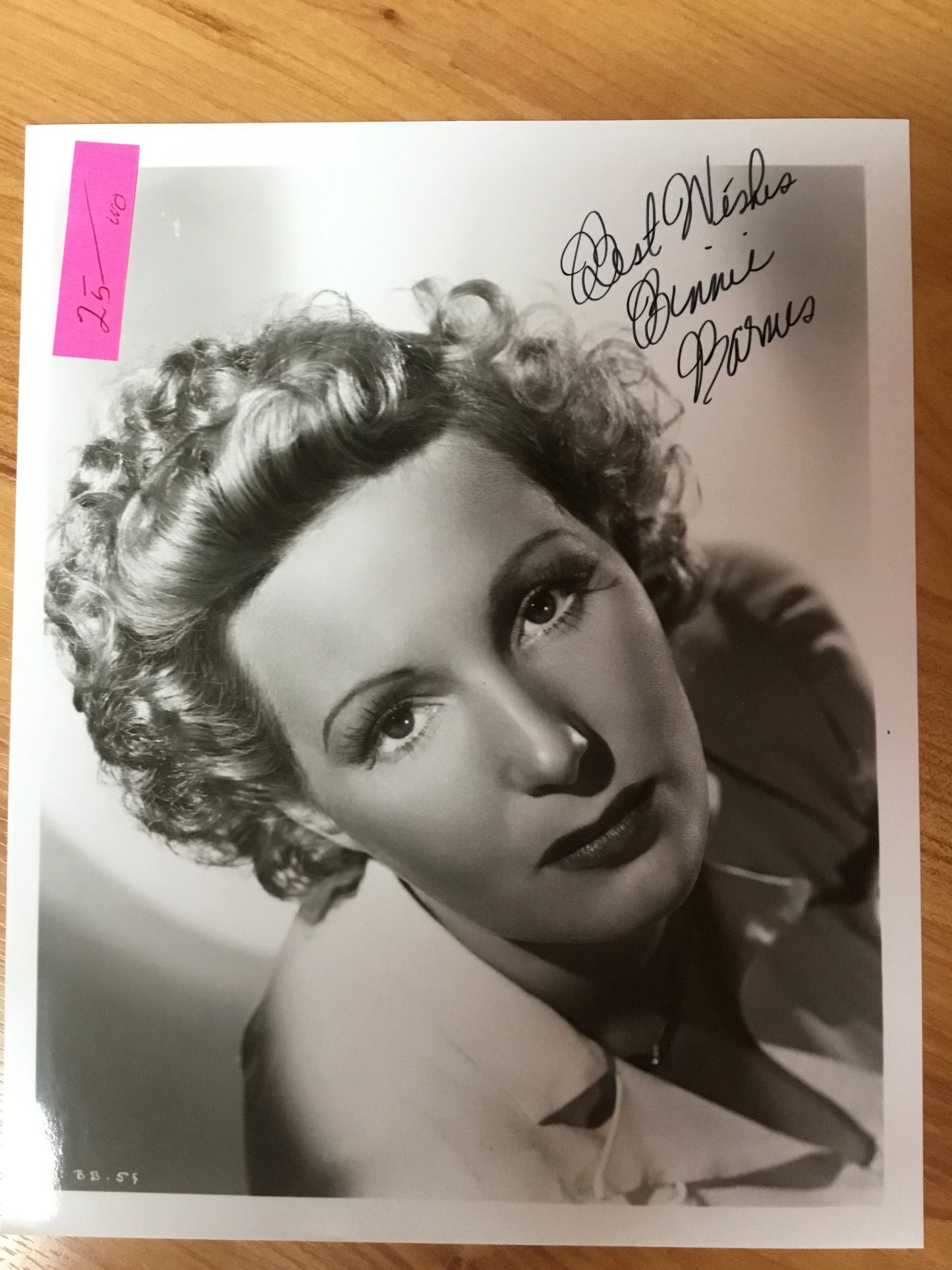 Binnie Barnes, actress, autograph