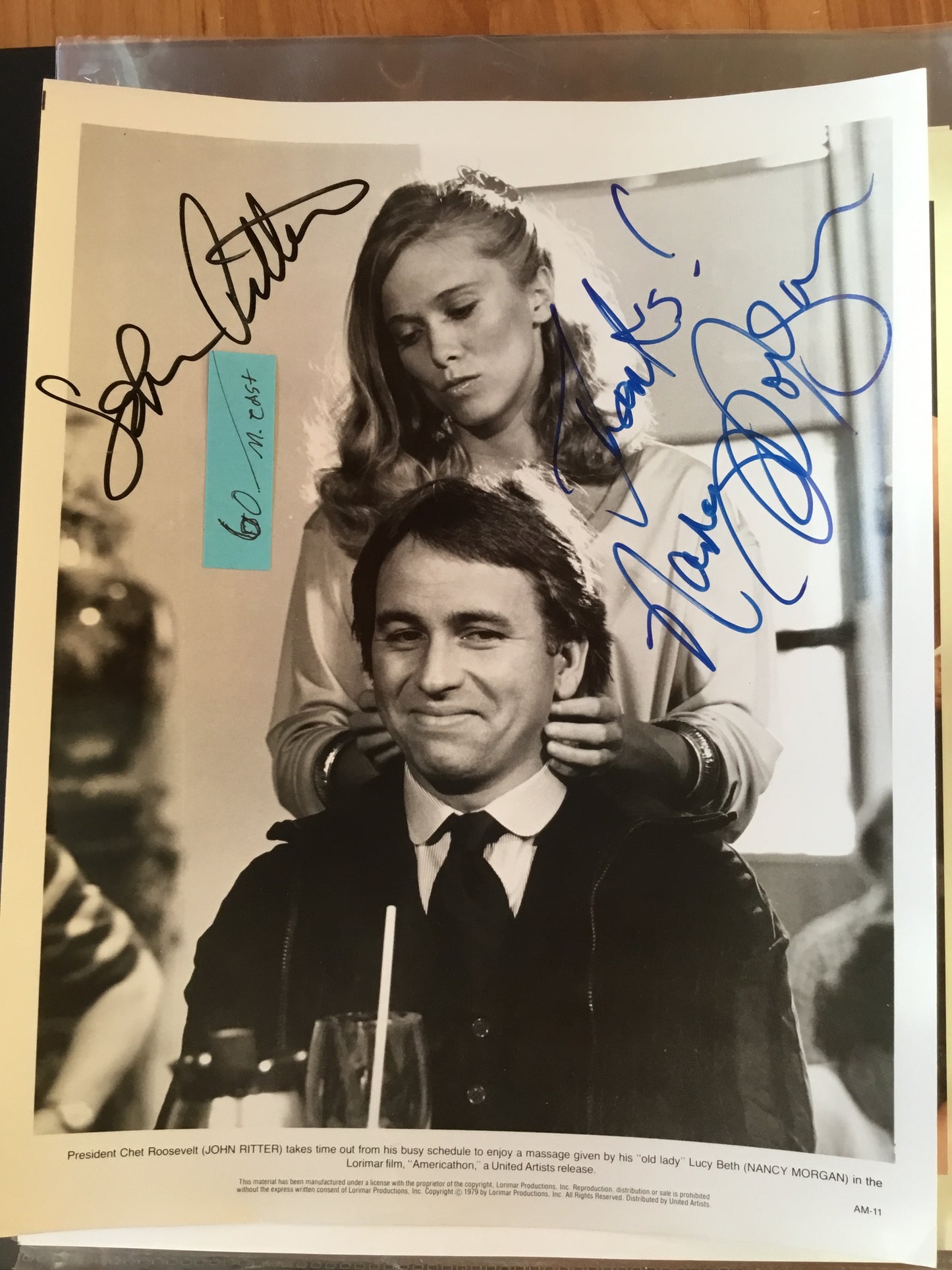 John Ritter and Nancy Morgan AMERICATHON, autograph