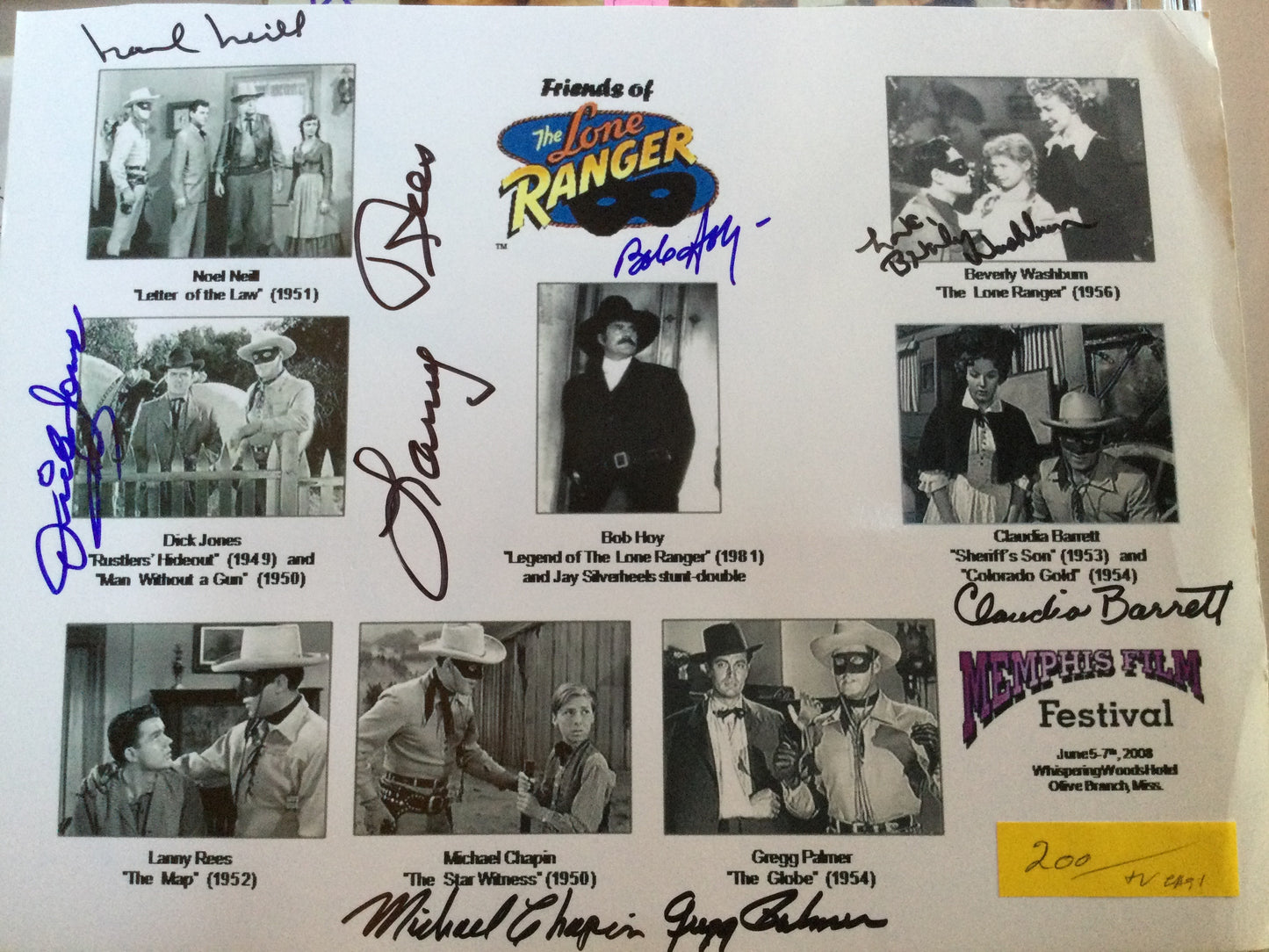 THE LONE RANGER, eight autographs