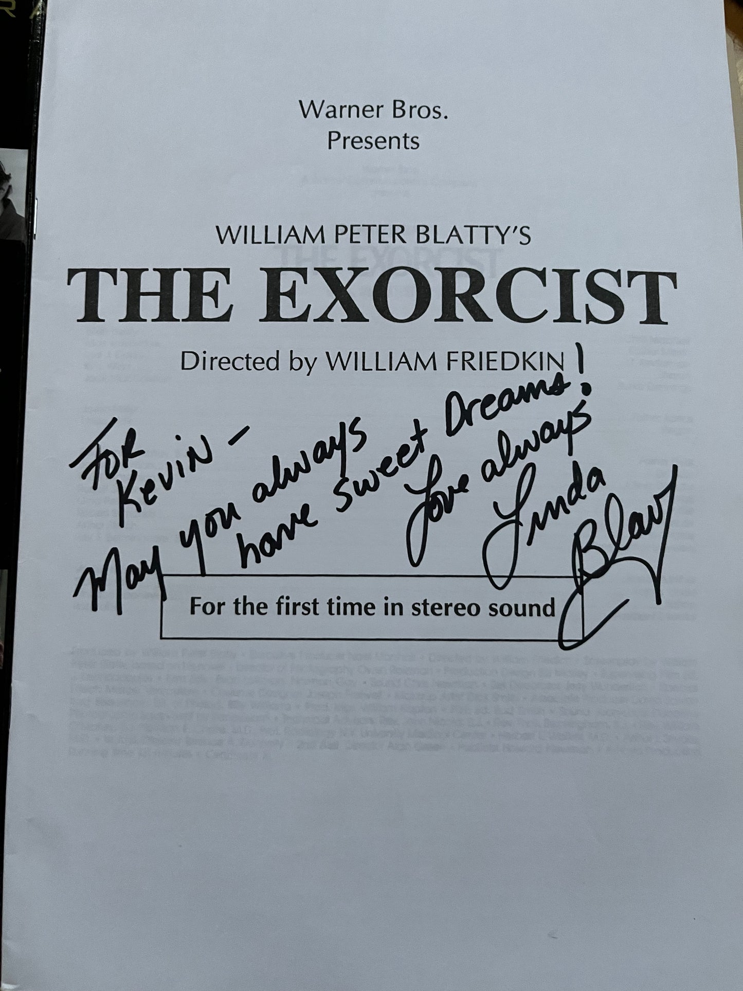 LINDA BLAIR, The Exorcist, anniversary pressbook, autograph