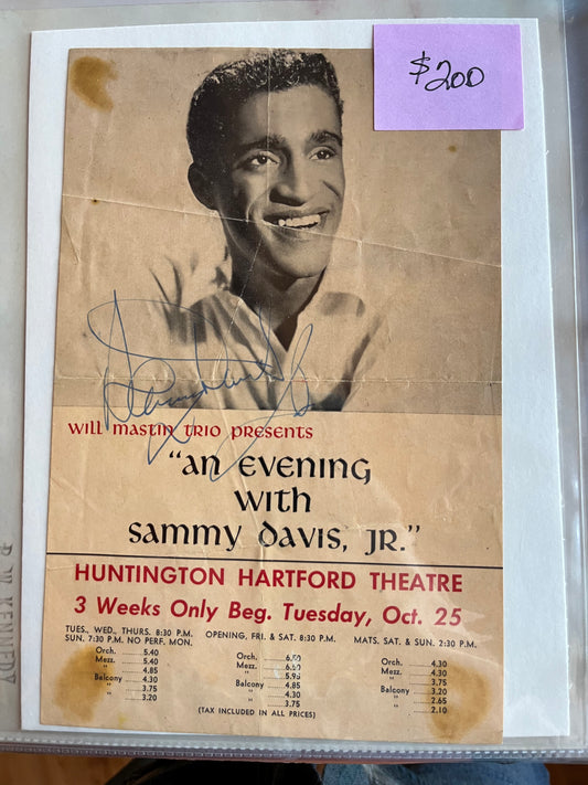 SAMMY DAVIS, JR., signed pamphlet with Letter of Authenticity, autograph