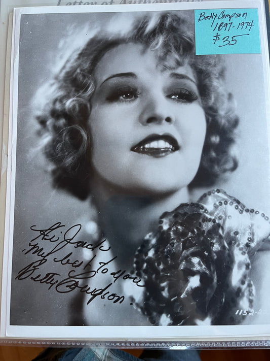 BETTY COMPSON, actress, autograph