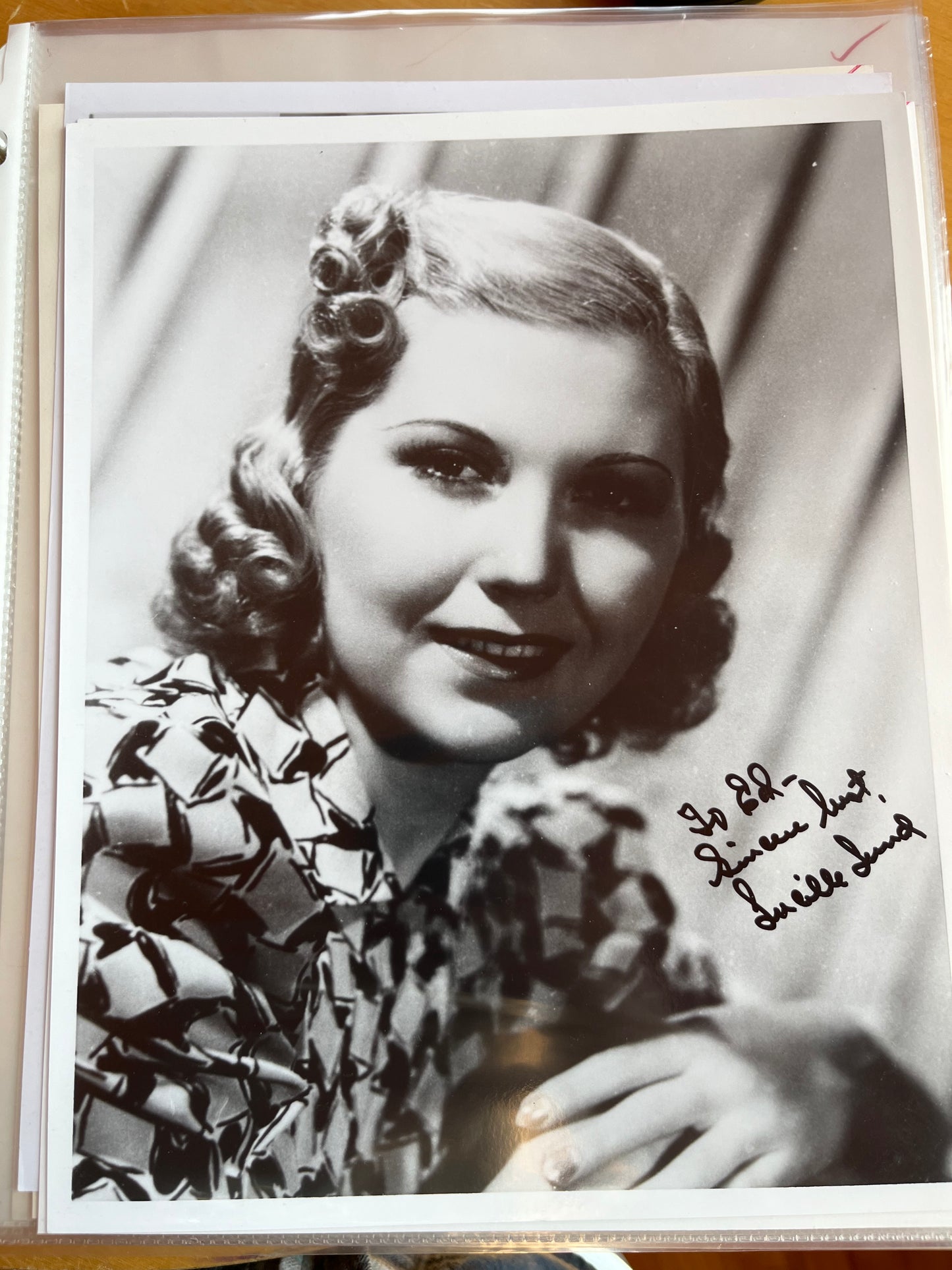 LUCILLE LUND, actress, autograph