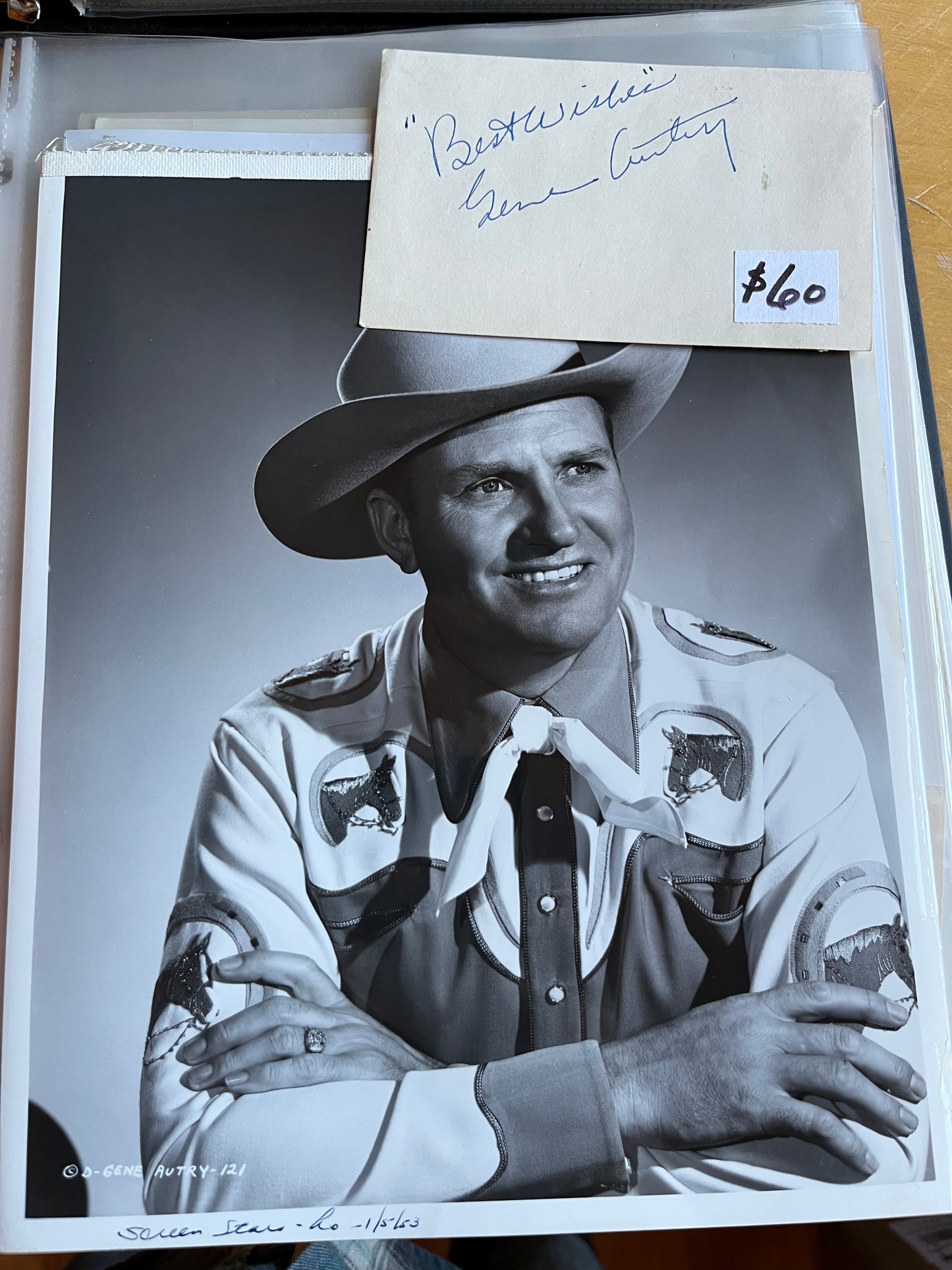 GENE AUTRY, cowboy star, autograph