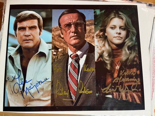 LEE MAJORS, LINDSAY WAGNER, RICHARD ANDERSON, autograph