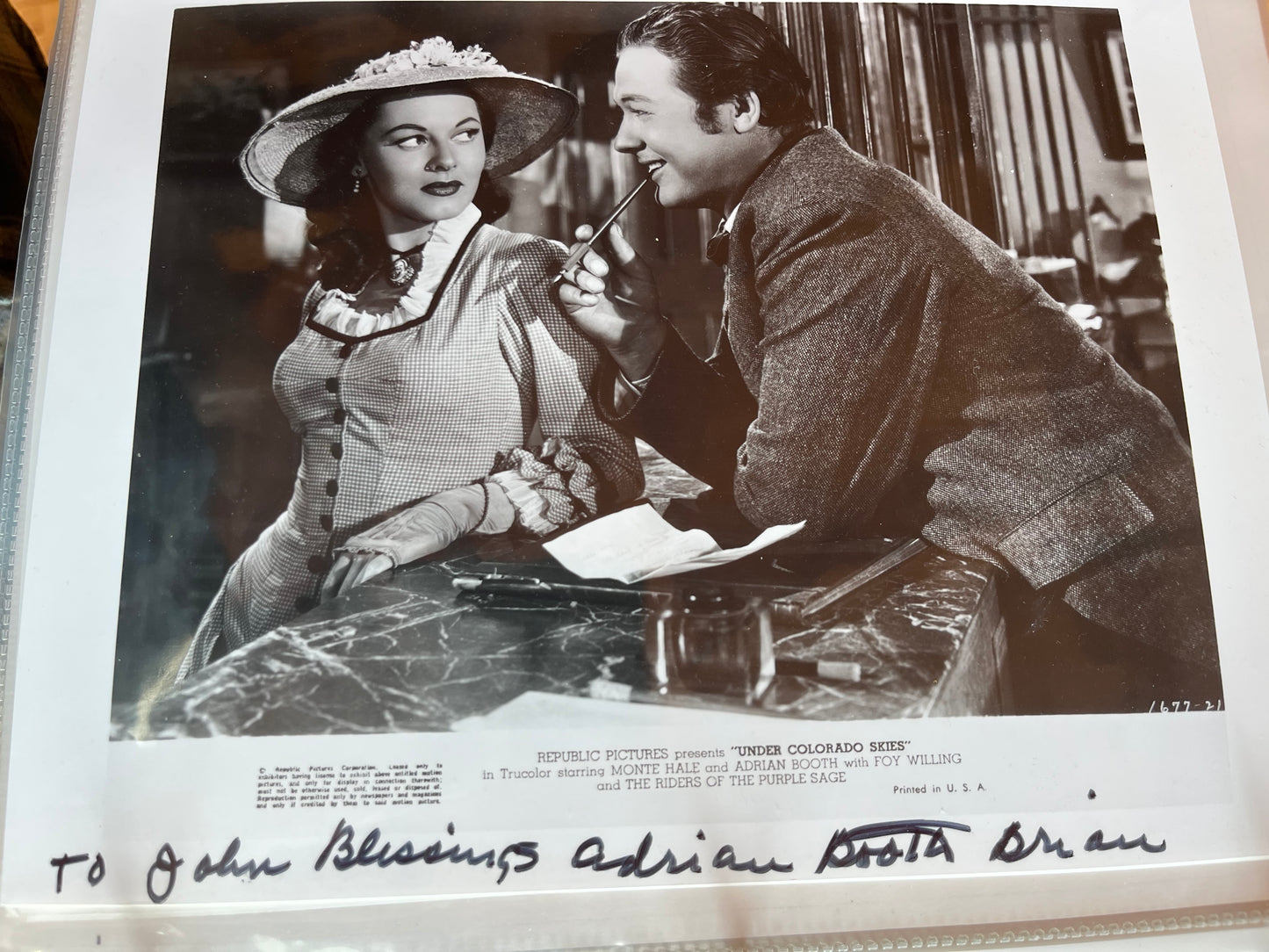 ADRIAN BOOTH, Under Colorado Skies (1947), autograph
