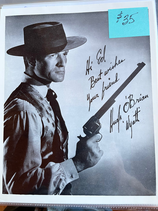 HUGH O'BRIAN, cowboy star, autograph