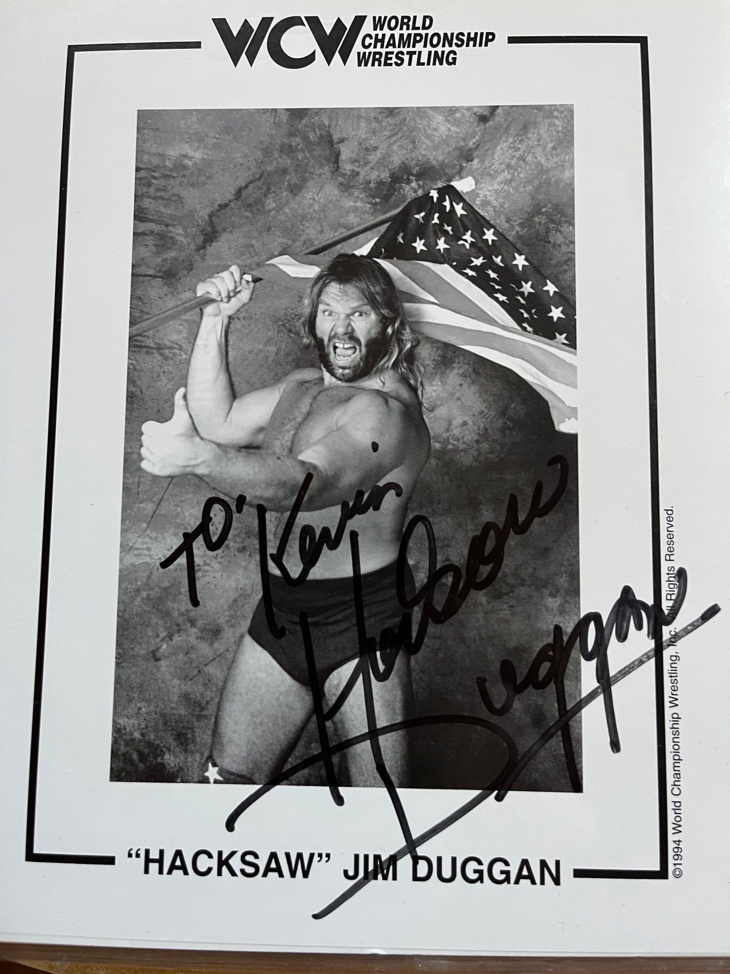 "HACKSAW" JIM DUGGAN, Wrestler, autograph