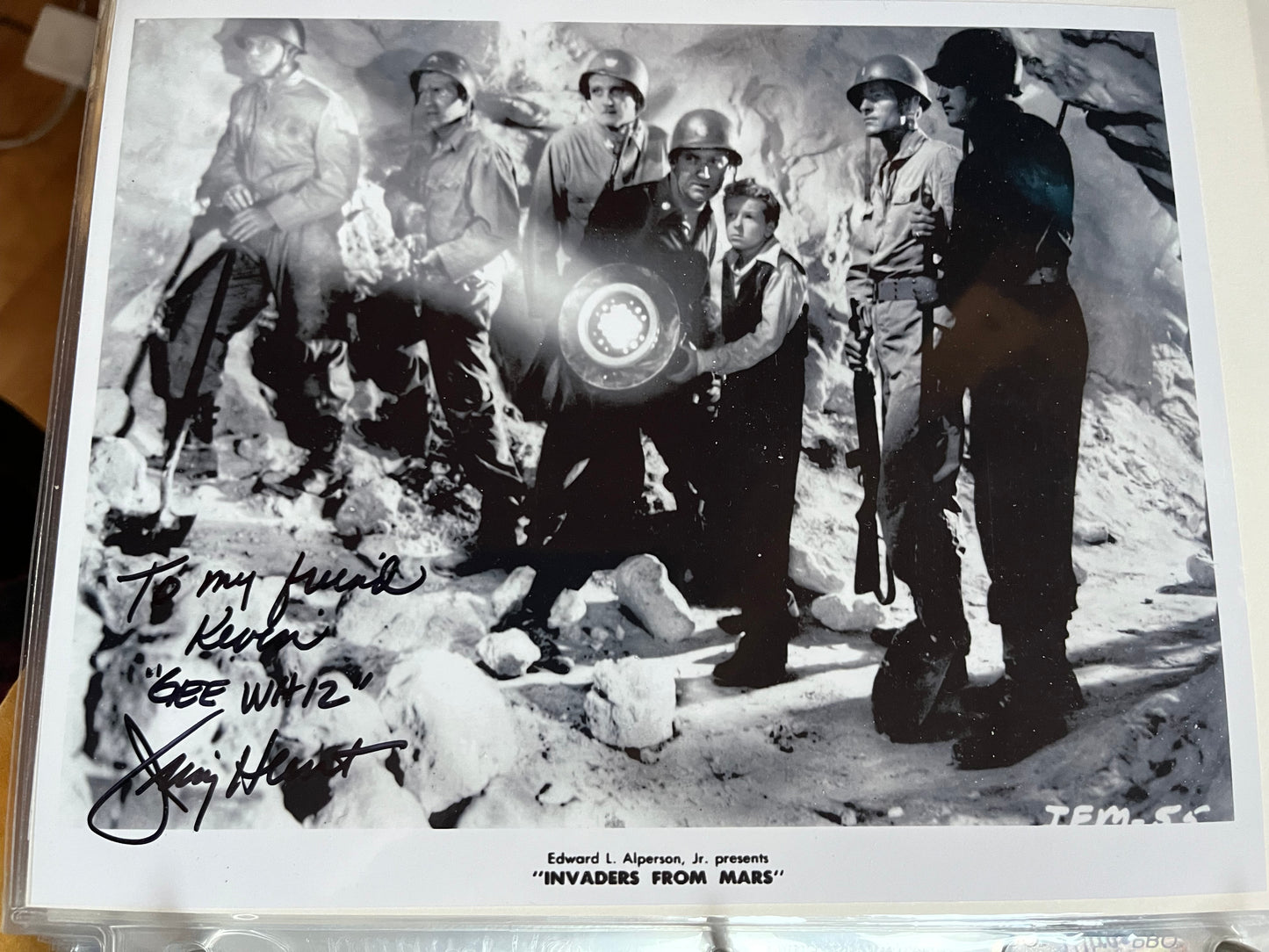 JIMMY HUNT, Invaders from Mars (1953), autograph