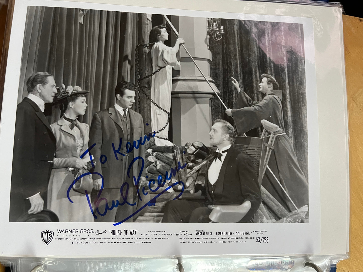 PAUL PICERNI, House of Wax (1953), autograph