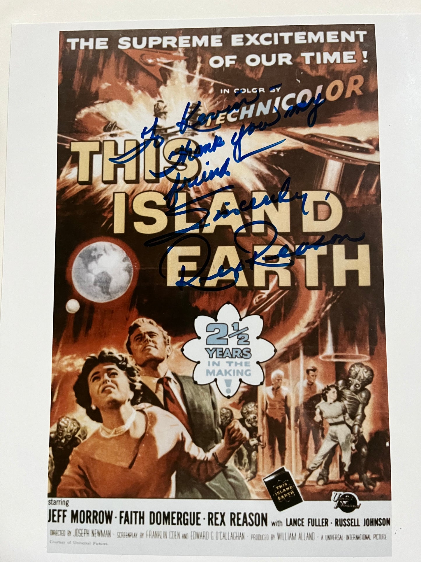 REX REASON, This Island Earth, autograph
