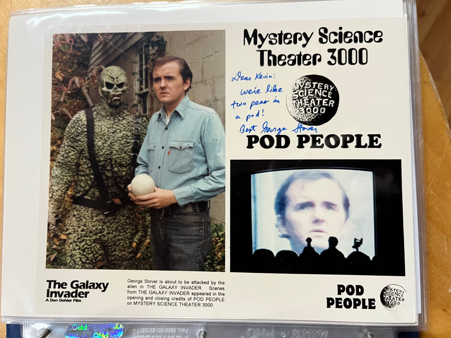 GEORGE STOVER, The Galaxy Invader, autograph