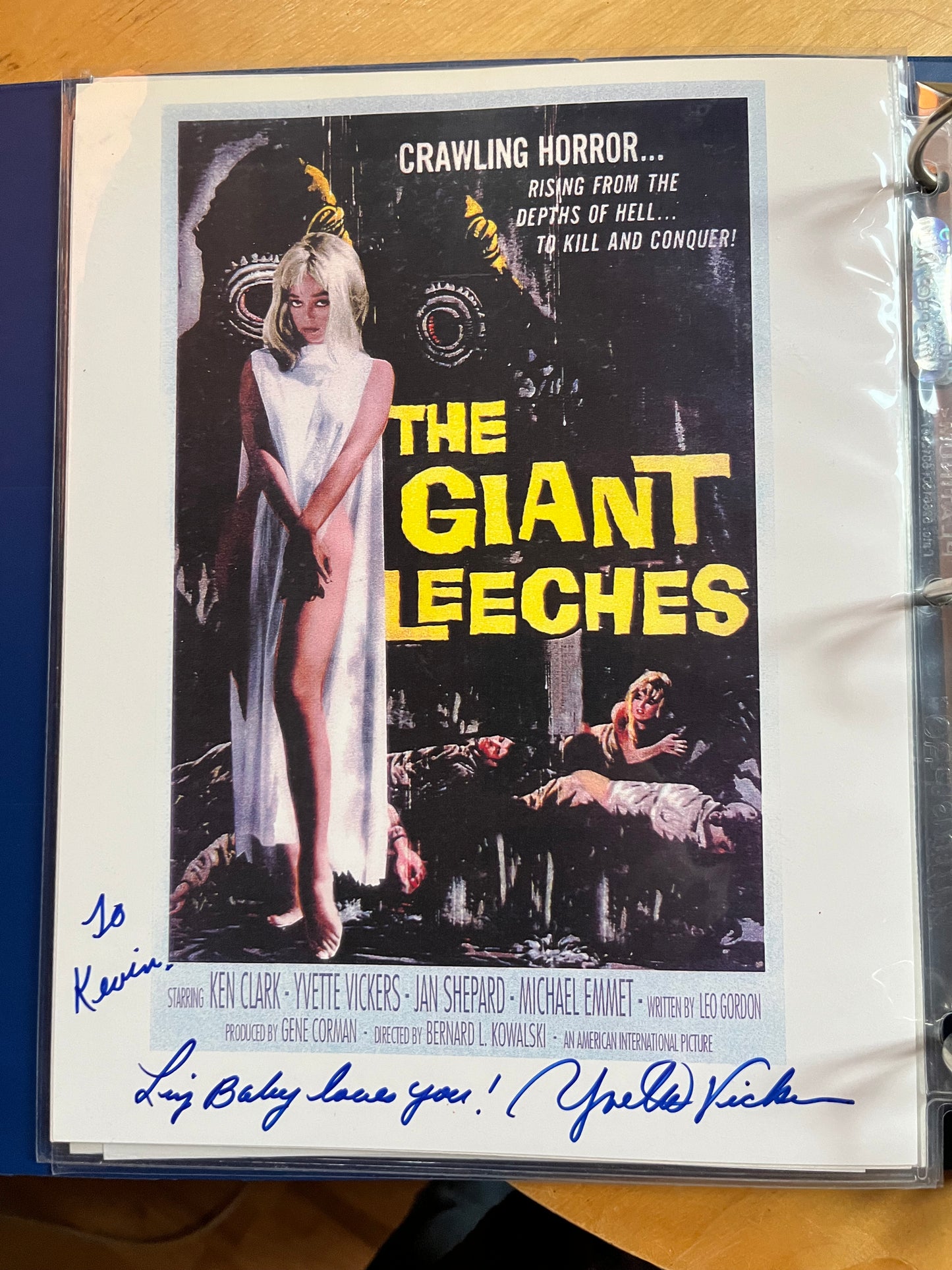 YVETTE VICKERS, Attack of the Giant Leeches (1958), autograph
