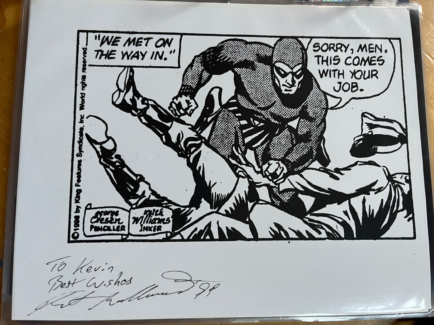 KEITH WILLIAMS, artist for THE PHANTOM, autograph