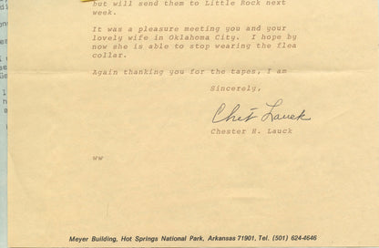 Chester Lauck, radio's LUM AND ABNER (autographed letter)