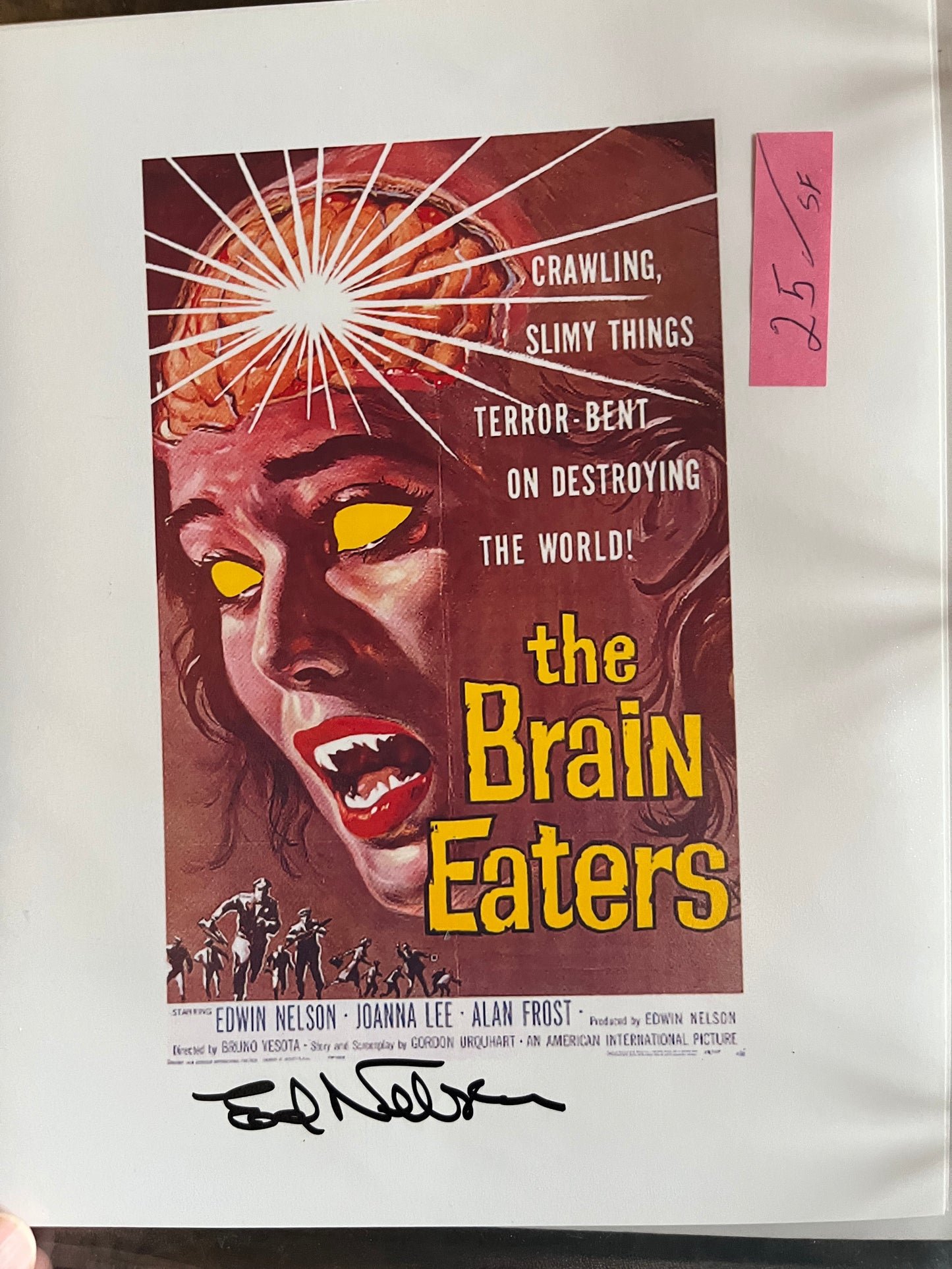 ED NELSON, The Brain Eaters, Roger Corman actor, autograph