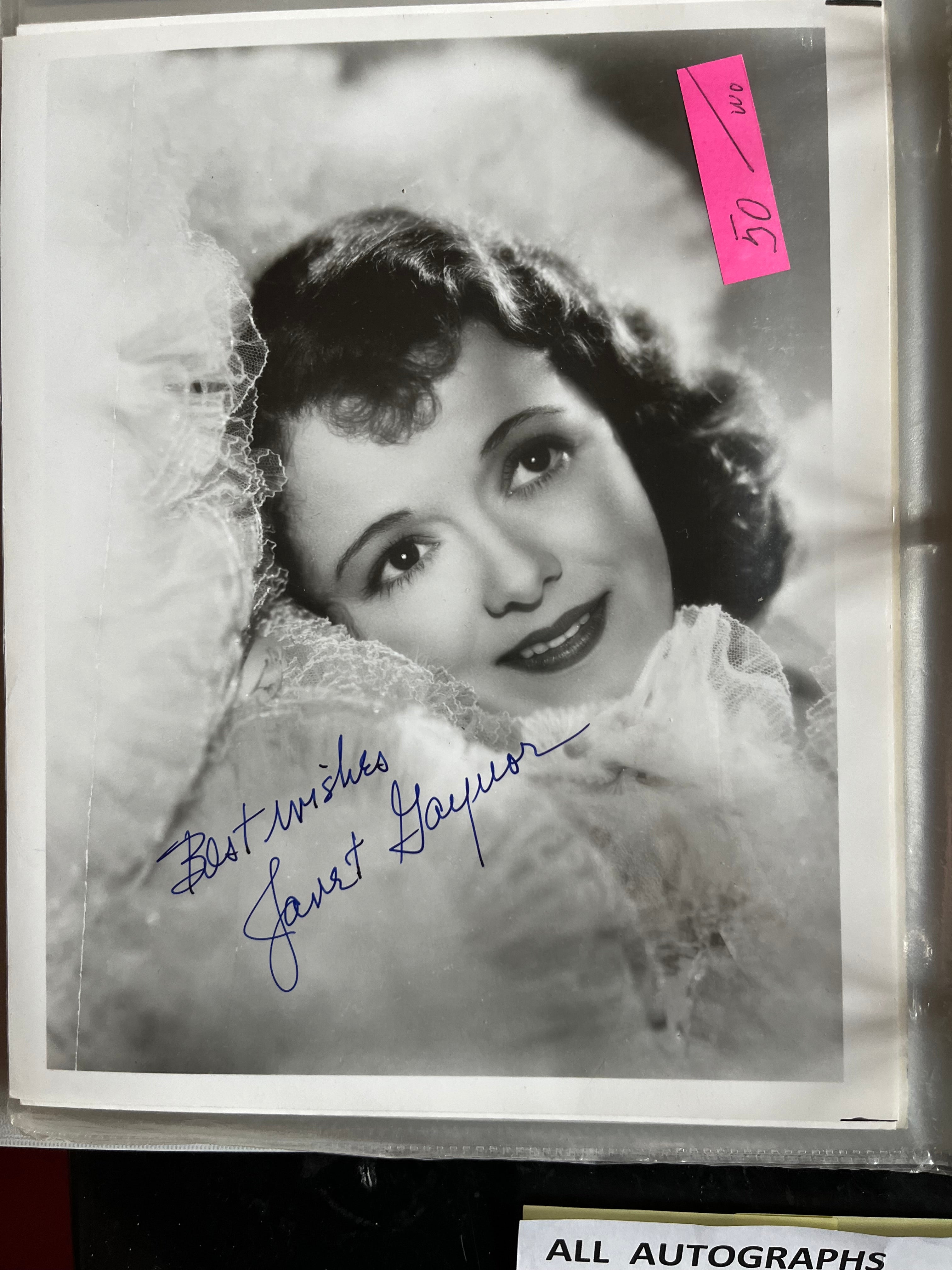 JANET GAYNOR, autograph – Williamsburg Nostalgia Fest