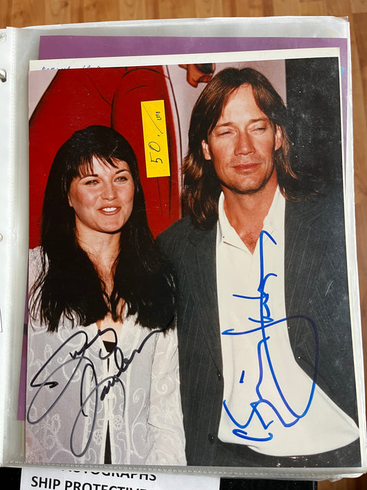 LUCY LAWLESS, KEVIN SORBO, two autographs