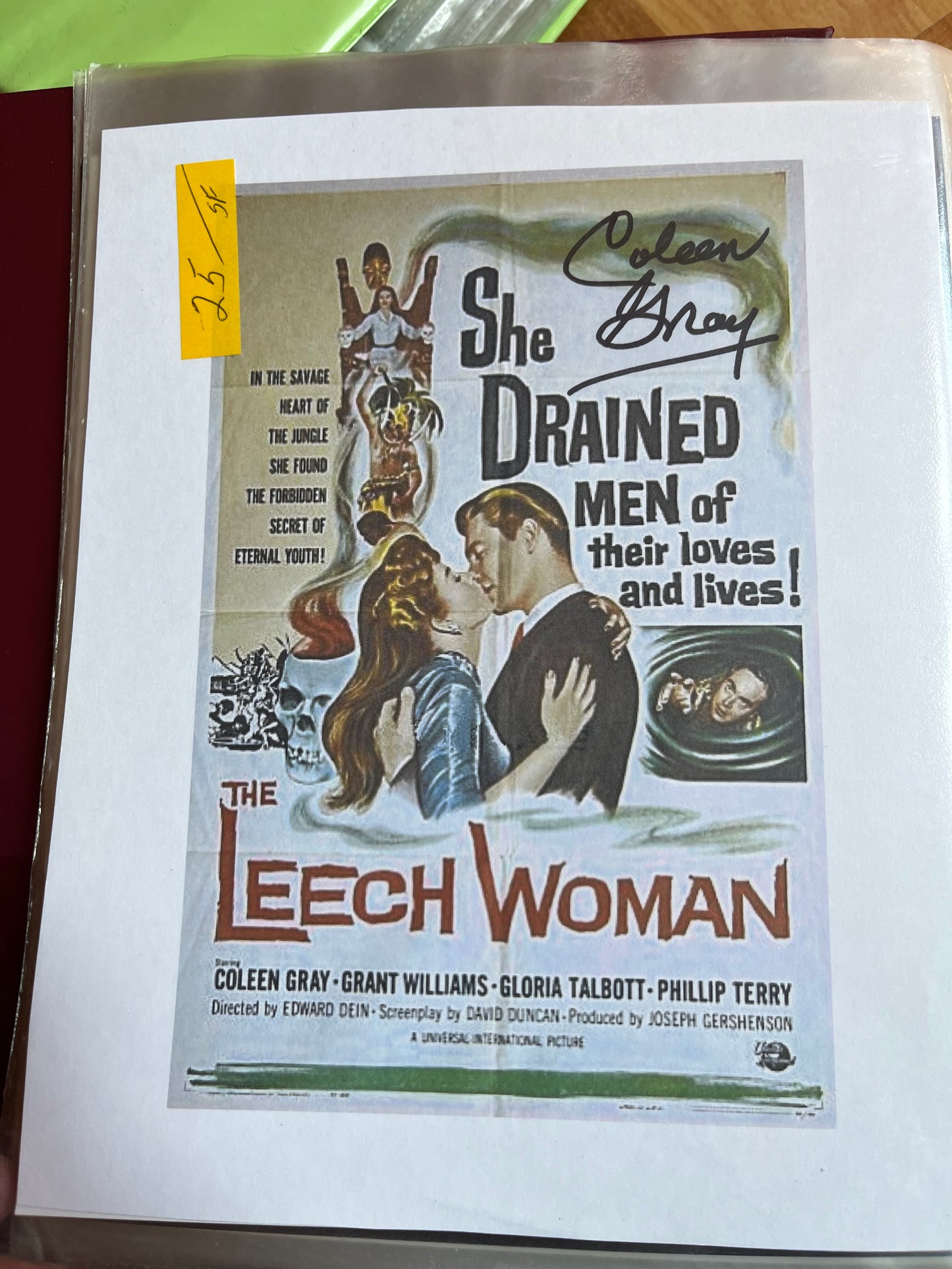 COLEEN GRAY, The Leech Woman, autograph