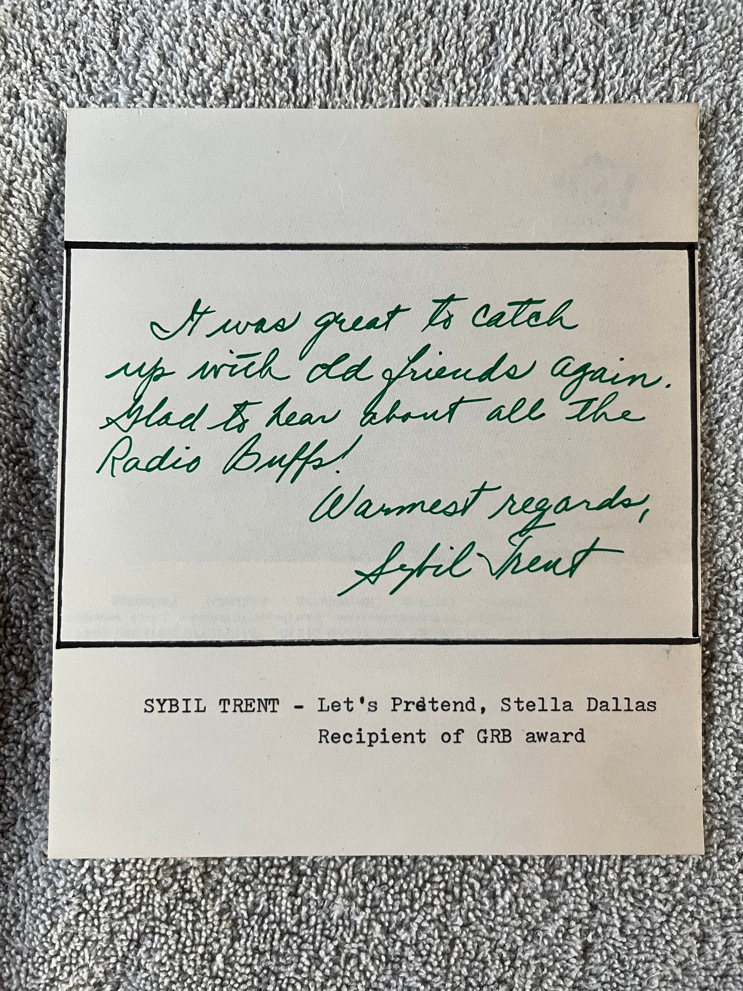 SYBIL TRENT of STELLA DALLAS fame (Autograph)