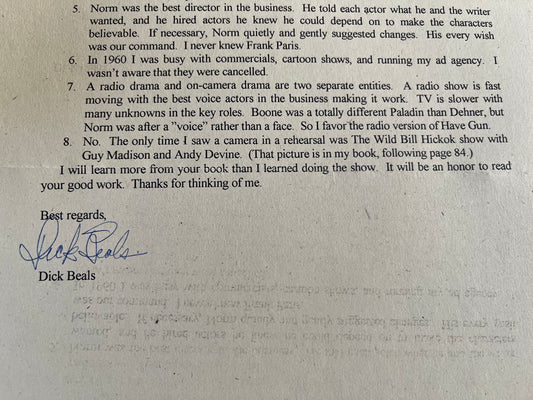 DICK BEALS, voice of Speedy from ALKA-SELTZER (autograph)
