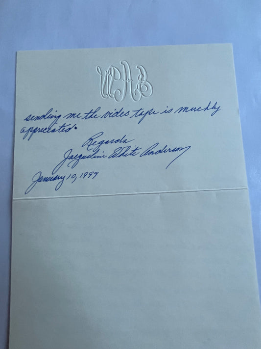 JACQUELINE WHITE, actress, autograph letter