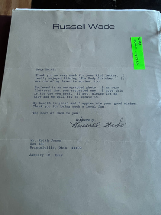 RUSSELL WADE, actor, autograph