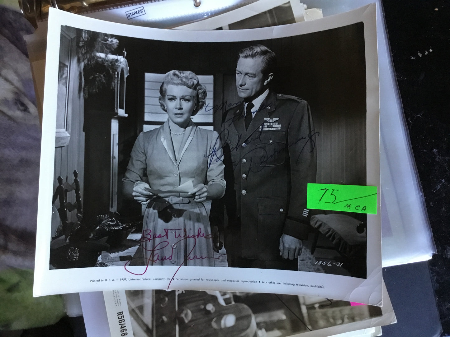 Lana Turner and Richard Denning, THE LADY TAKES A FLYER, autographs
