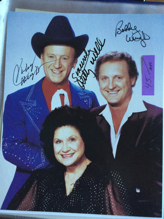 KITTY WELLS AND FAMILY, three autographs