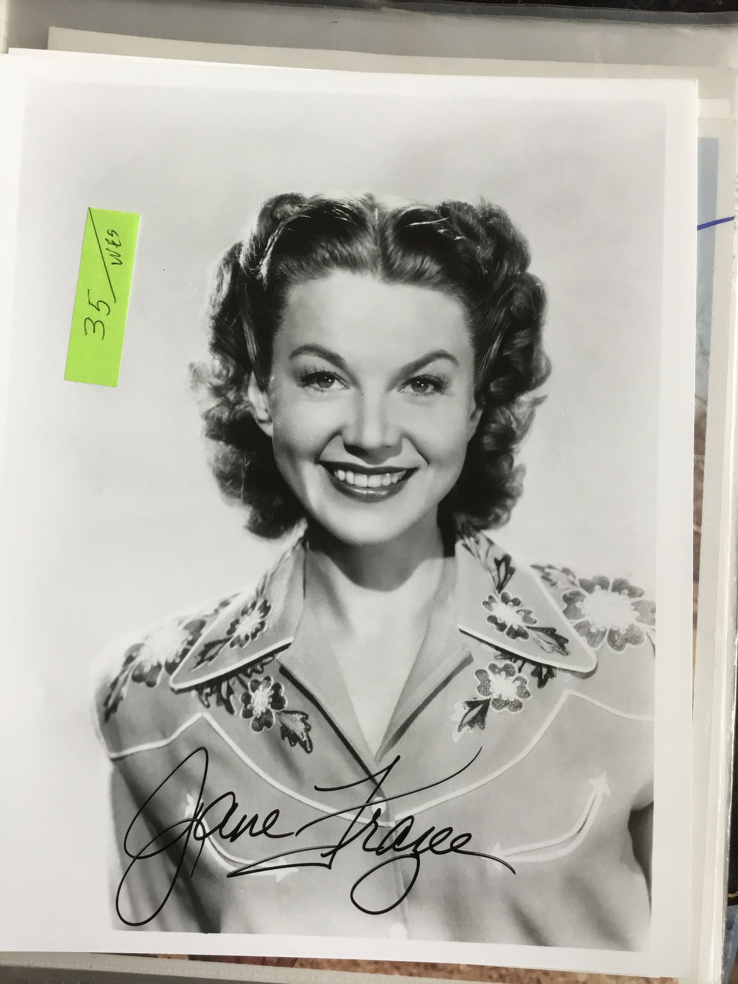 JANE FRAZEE, autograph