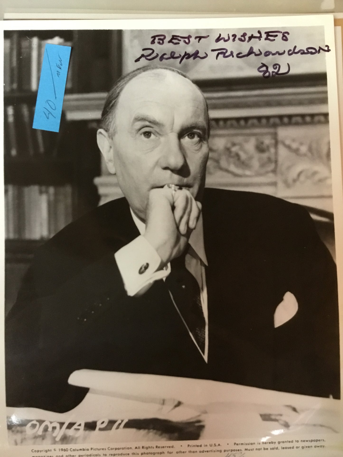 Sir Ralph Richardson autograph