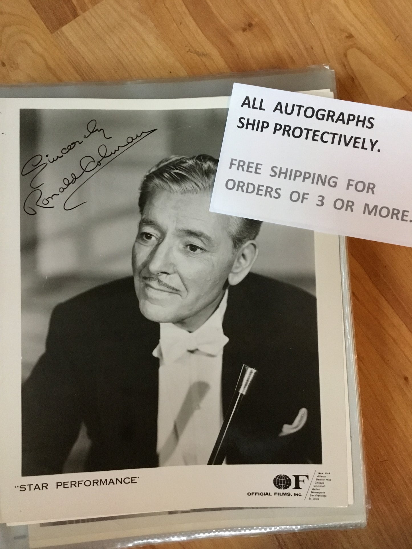 Ronald Colman from STAR PERFORMANCE. autograph
