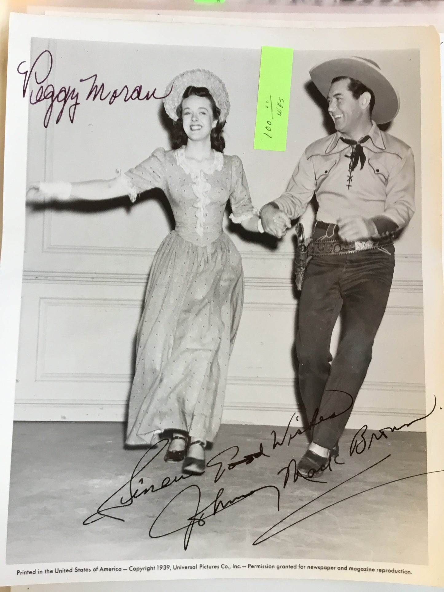 Johnny Mack Brown and Peggy Moran, autographs