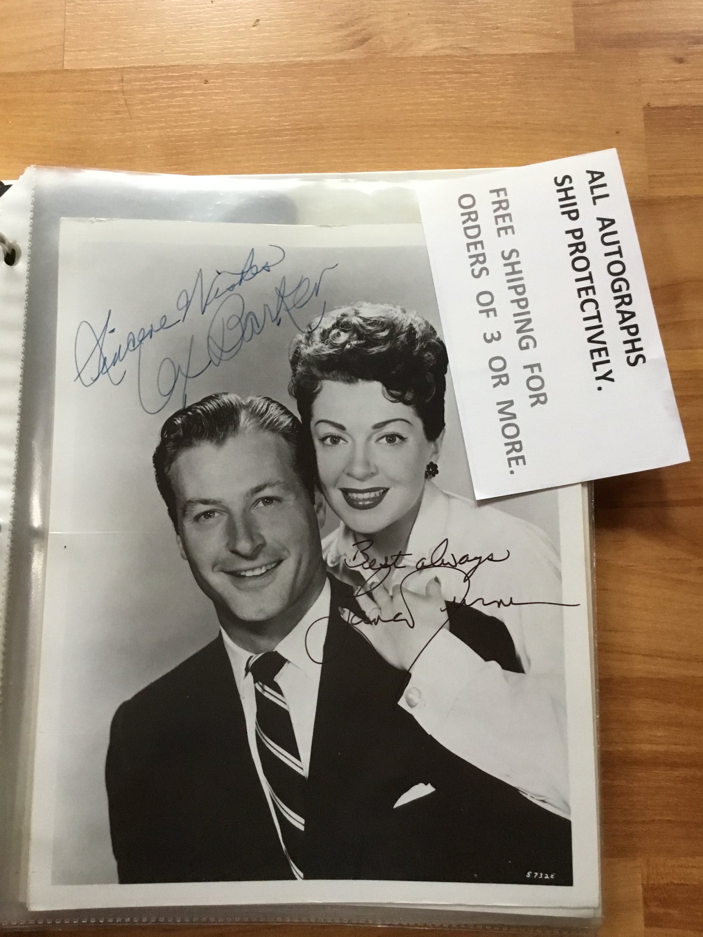 Lana Turner and Lex Barker autographs
